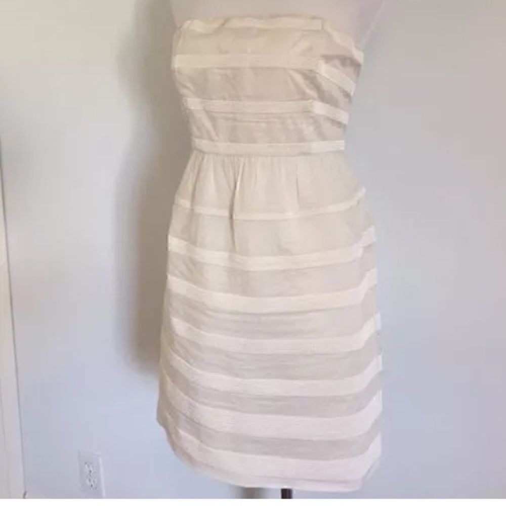💕 J Crew Rugby Ginny Strapless Dress Cream Off White Size 6 - Picture 2 of 5